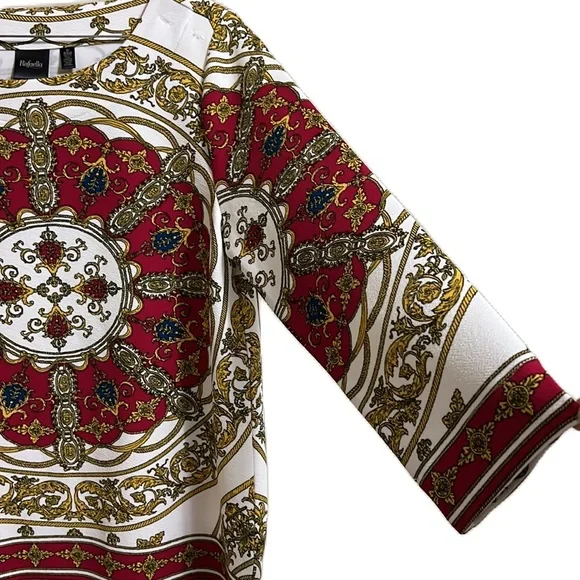 Rafaella, Kimono Sleeves, Casual, Scoop Neckline Top, Multi, S - Picture 3 of 6